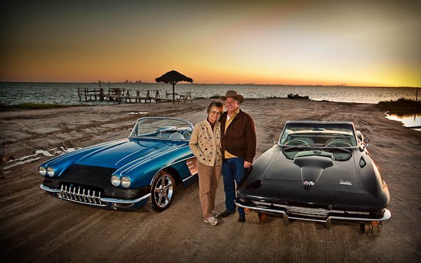 Classic Corvettes on the beach in portland texas